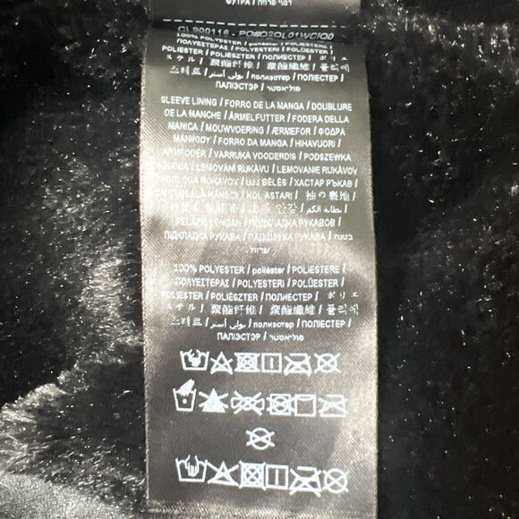 GUESS Los Angeles Faux Leather Biker Jacket Black Faux Fur Lined Women's Medium - Picture 7 of 8